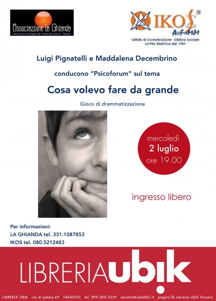 Psicoforum sul tema "Cosa volevo fare da grande"