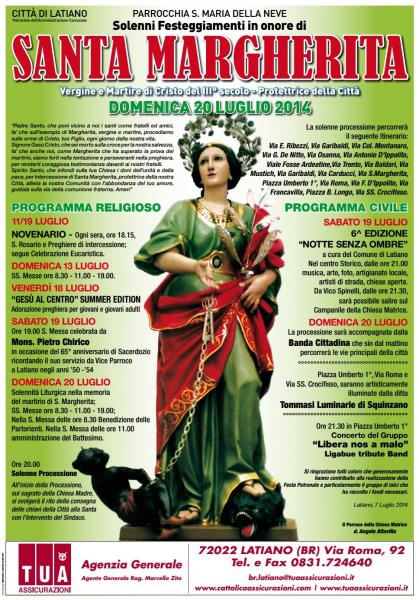 Solenni festeggiamenti in onore di Santa Margherita protettrice della Città