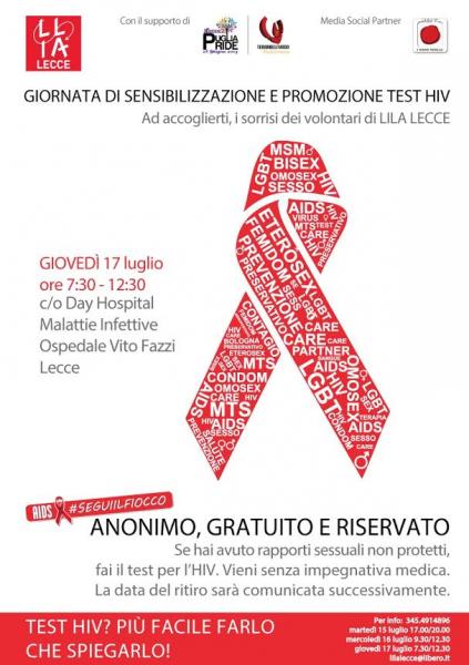 Io il 17 Luglio vado a fare il Test Hiv e tu, vieni?