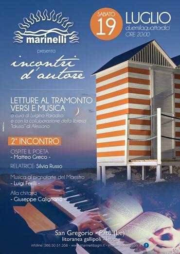 Incontro d'autore con la poesia di  Matteo Greco al tramonto a Bagni Marinelli