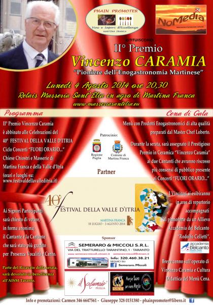 II° Premio  Vincenzo  CARAMIA  "  Pioniere  dell'Enogastronomia  Martinese"