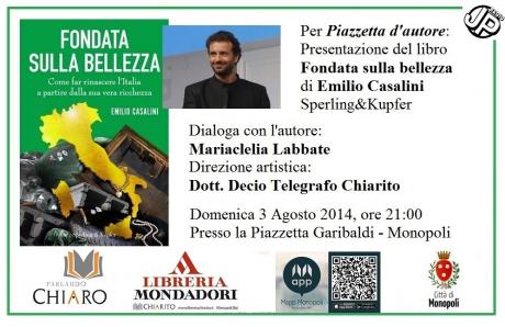 Piazzetta d’autore: presentazione del libro “Fondata sulla bellezza” di Emilio Casalini