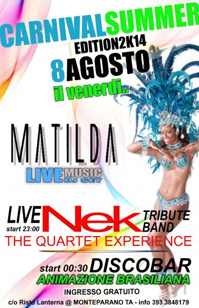 Carnival Summer Edition… il Venerdi live + Disco Bar