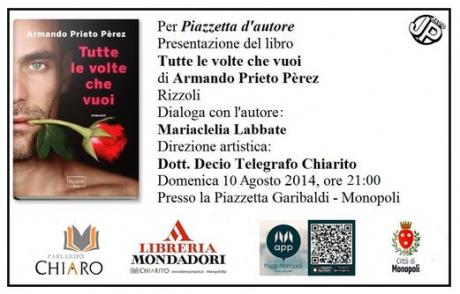 Piazzetta d’autore: presentazione del libro “Tutte le volte che vuoi" di Armando Prieto Perez