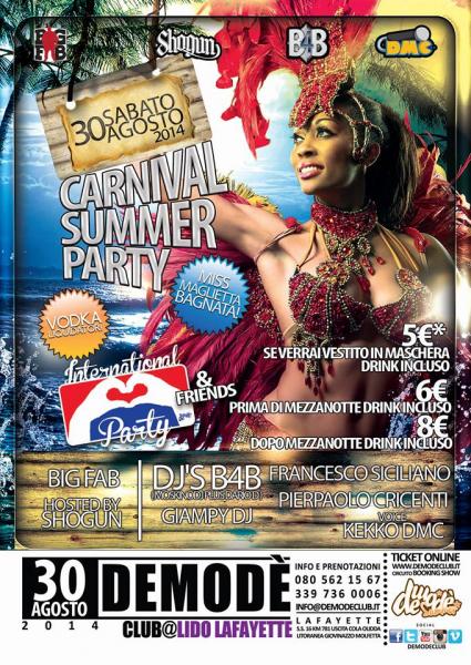 Carnival Summer Party & Miss Maglietta Bagnata al Demodè SUMMER (c/0 Lido Lafayette)