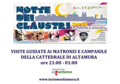 Notte dei Claustri: visite guidate ai Matronei e Campanile della Cattedrale di Altamura