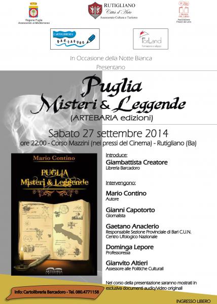 "PUGLIA. Misteri & Leggende" presentazione del libro di Mario Contino