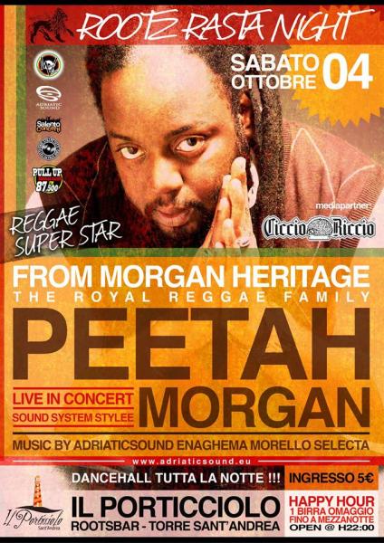 Peetah Morgan live Sabato 4 Ottobre 2014 al Porticciolo Rootz Bar - Torre Sant’andrea, Marina di Melendugno (Le)