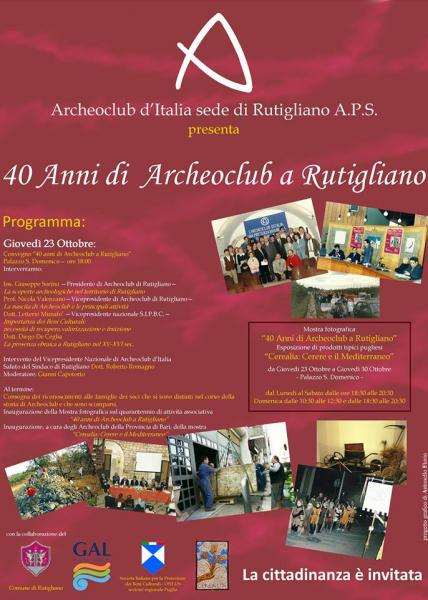 40 anni di Archeoclub d’Italia a Rutigliano
