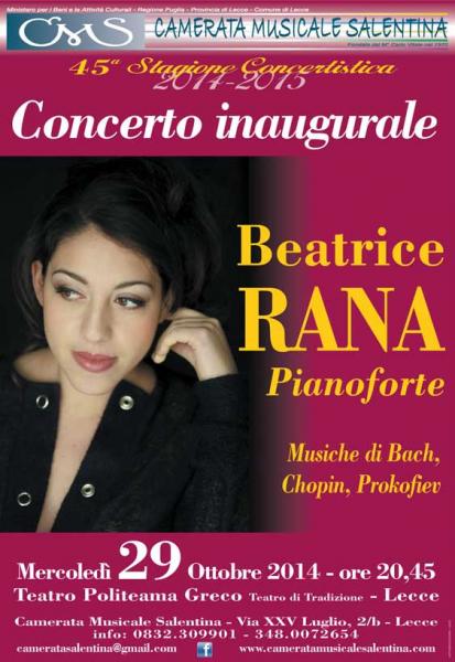 Mercoledì 29 Ottobre Beatrice Rana, pianoforte, in concerto al Teatro Politeama Greco di Lecce