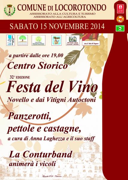 32^ edizione la Festa del Vino Novello e dei Vini da Vitigni Autoctoni