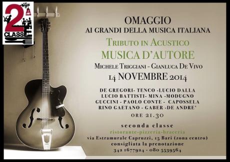 Tributo in acustico ai grandi della musica italiana, Musica d'autore
