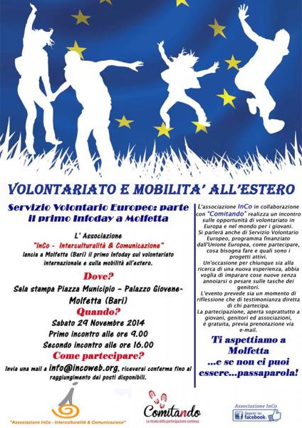 Servizio Volontario Europeo e mobilità all'estero: aperte le iscrizioni per il primo Infoday a Molfetta!