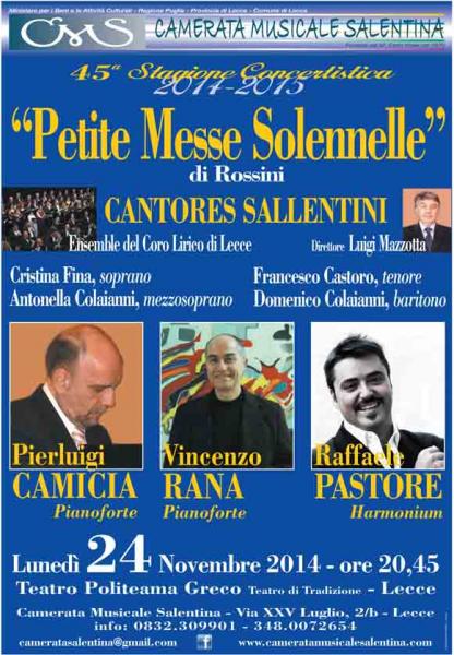Lunedì 24 Novembre la Petite Messe Solennelle di Rossini al Politeama Greco di Lecce