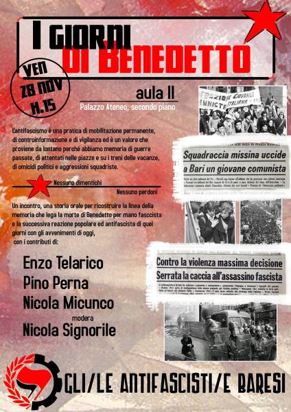 I Giorni di Benedetto - una storia orale con il contributo di Enzo Telarico, PIno Perna, Nicola Micunco, Nicola Signorile
