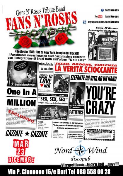 GUNS N' ROSES Tribute con FANS N' ROSES in concerto