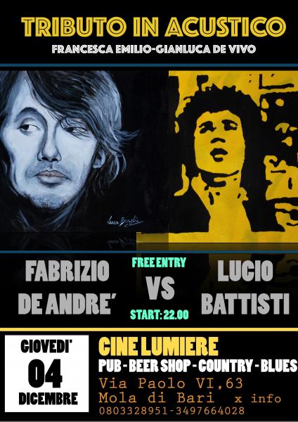 Tributo in acustico a Fabrizio De Andrè e a Lucio Battisti