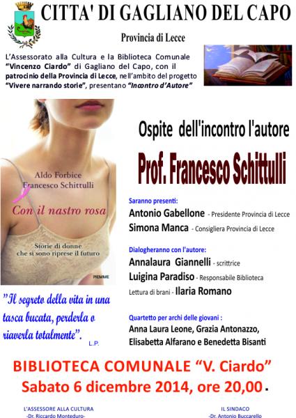 Incontro con l'autore: Francesco Schittulli presenta: Con il nastro rosa, sabato 6 dicembre ore 20.00
