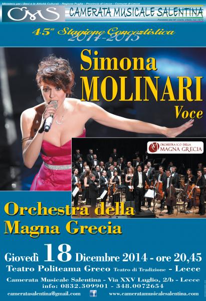 Simona Molinari Giovedì 18 Dicembre al Politeama Greco di Lecce