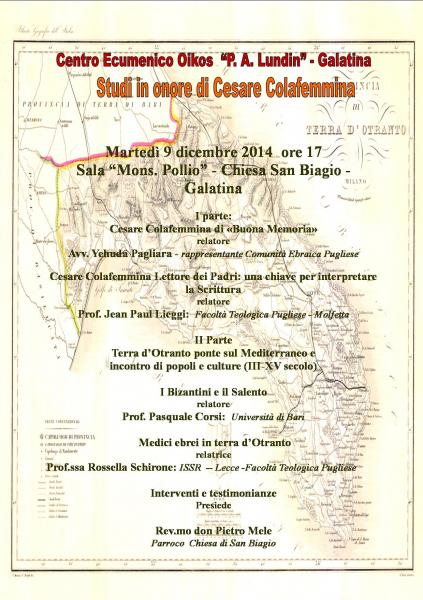 Studi in onore di Cesare Colafemmina:  Terra d’Otranto  ponte sul mediterraneo  e incontro di popoli e culture.