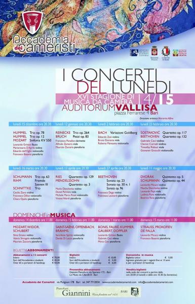 Primo concerto della Stagione 2014/2015 dell'Accademia dei Cameristi