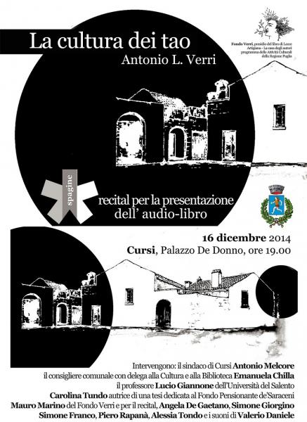 Recital di Presentazione Dell'audio - Libro "la Cultura Dei Tao" - Antonio Verri e Presentazione di un Lavoro di Tesi Effettuato Sul "Fondo Pensionante De' Saraceni" Della Biblioteca di Cursi