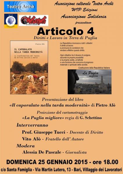 ARTICOLO 4 - Diritti e Lavoro in Terra di Puglia
