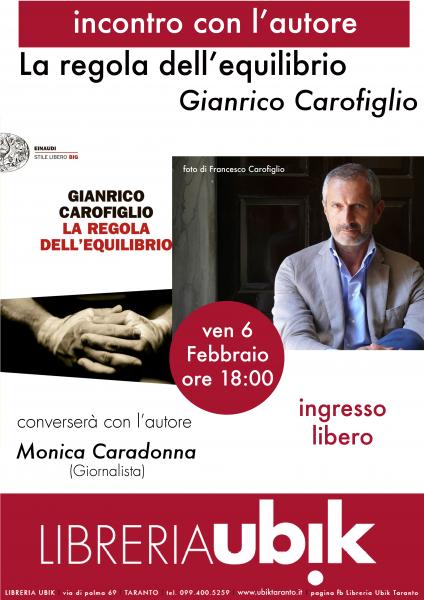 Gianrico Carofiglio presenta alla Ubik il suo nuovo romanzo: “La regola dell’equilibrio"