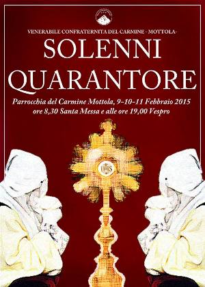 MOTTOLA (TA). LA CONFRATERNITA DEL CARMINE SI PREPARA ALL'ATTESA DELLA PASQUA. Si comincia lunedì con le Quarantore