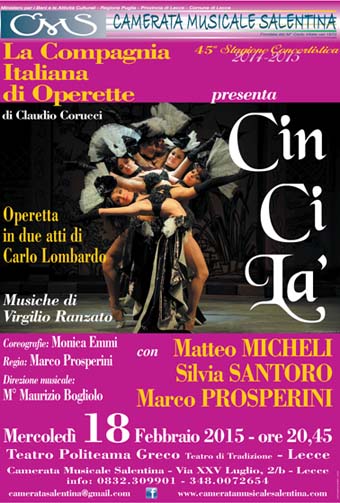 "Cin Ci Là" in scena al Politeama Greco di Lecce Mercoledì 18 Febbraio