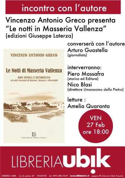Presentazione del Libro le Notti di Masseria Vallenza, Don Nicola e' Ritornato ed Altri Racconti di Baroni, Massari e Miserabili