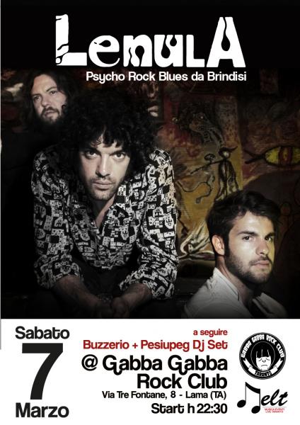 Sabato 7 marzo LENULA live + Dj Set