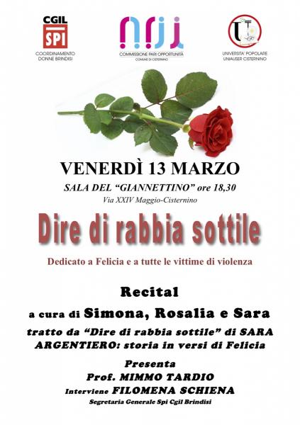 Dire di rabbia sottile - dedicato a Felicia e a tutte le vittime di violenza