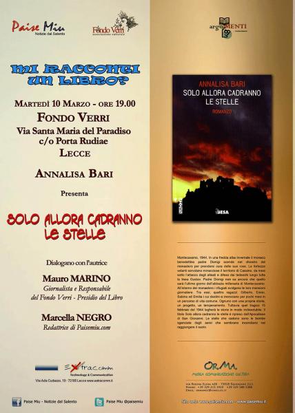Presentazione dell'ultimo libro di Annalisa Bari "Solo allora cadranno le stelle"