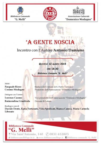 ‘A gente noscia: incontro con l’Autore Antonio Damiano