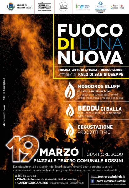 FUOCO DI LUNA NUOVA musica, arte di strada, degustazioni attorno al falò di San Giuseppe