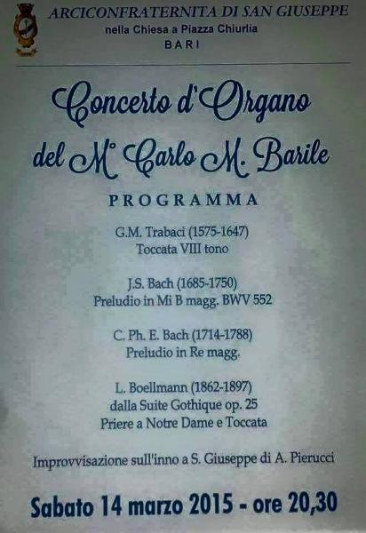 Concerto d'organo del M° Carlo M. Barile