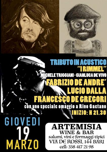 Tributo in acustico a Francesco De Gregori, Fabrizio De Andrè, Lucio Dalla e a Rino Gaetano