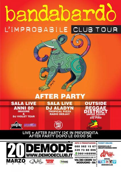 Al Demodè Club l’unica tappa pugliese di Bandabardò: L’improbabile Club Tour