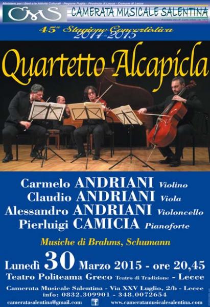 Quartetto Alcapicla Lunedì 30 Marzo al Politeama Greco di Lecce