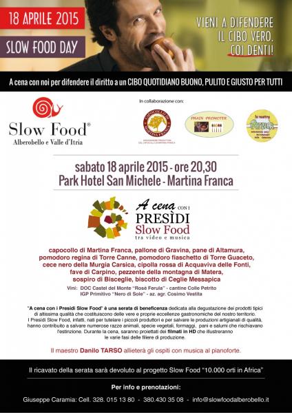 A Cena  con i Presidi  Slow  Food, tra Video e  Musica