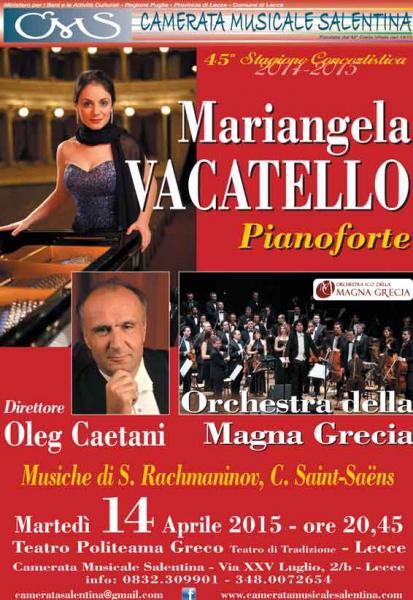 Mariangela Vacatello, pianoforte, Martedì 14 Aprile al Politeama Greco di Lecce