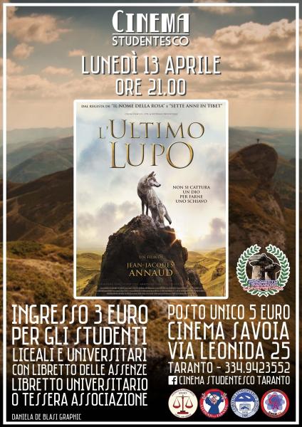 "L'ultimo lupo" in rassegna al Cinema Savoia