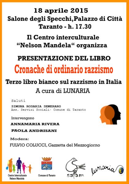 "Il Terzo libro bianco sul razzismo in Italia arriva a Taranto"