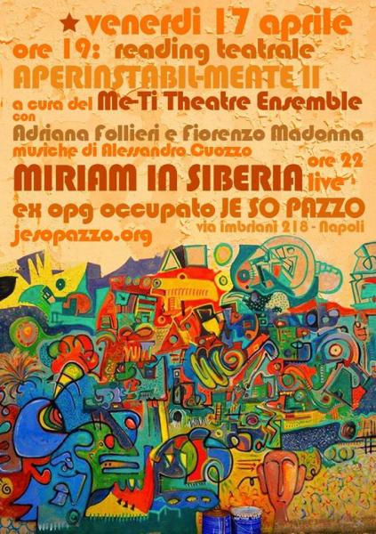 APERINSTABIL-MENTE reading teatrale + MIRIAM IN SIBERIA live