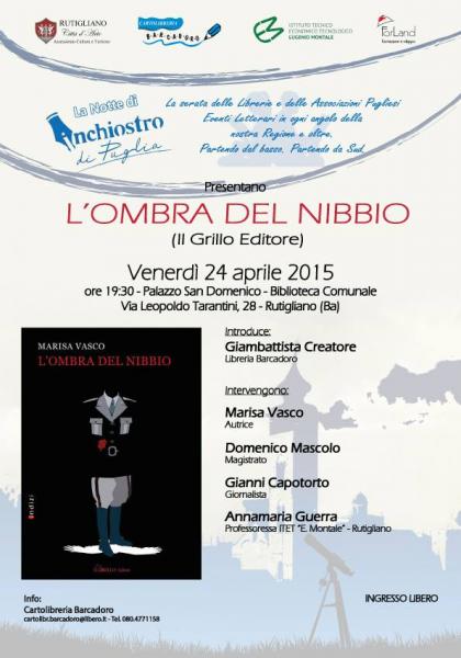 "L’OMBRA DEL NIBBIO": presentazione dell’ultimo romanzo di MARISA VASCO