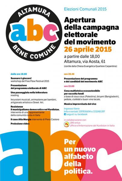 Movimento ABC - Altamura Bene Comune. Apertura della campagna elettorale elezioni amministrative 2015