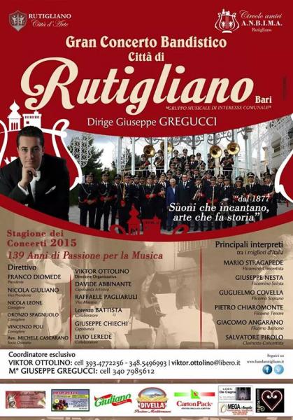 Gran Matinée musicale con il Gran Concerto Bandistico «Città di RUTIGLIANO» diretto dal m° Giuseppe GREGUCCI