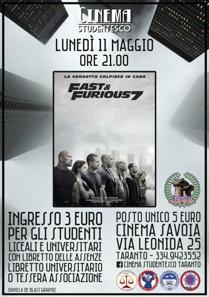"Fast and Furious 7" in rassegna al Cinema Savoia