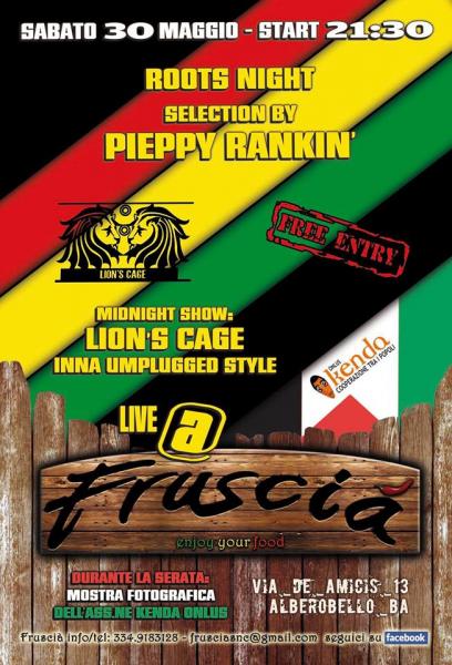 Roots Reggae Party + Lion's Cage Live al Fruscià